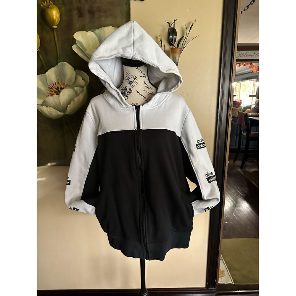 Adidas Logo Heavy zip up sweat jacket w pockets and hood.